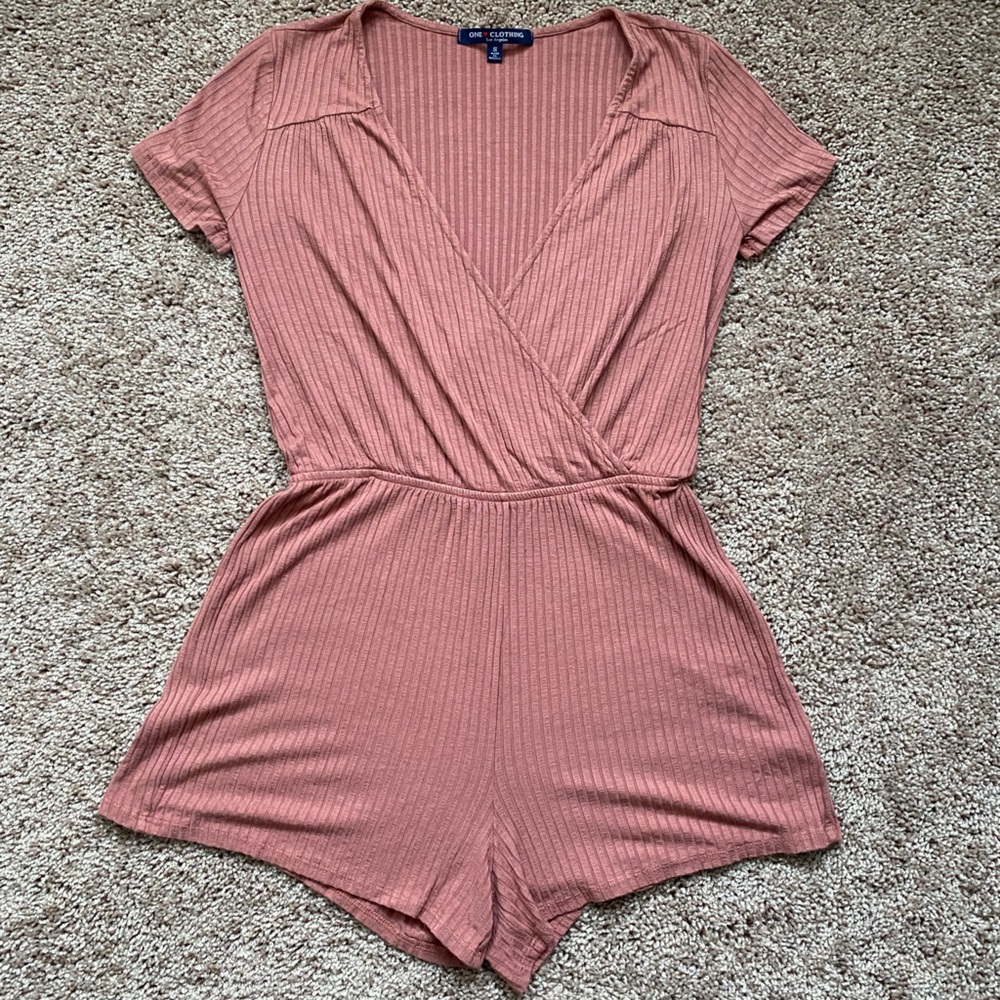 Peach Ribbed Romper
